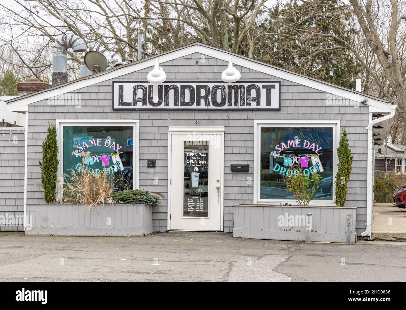 Laundromat in Southampton, NY Stock Photo