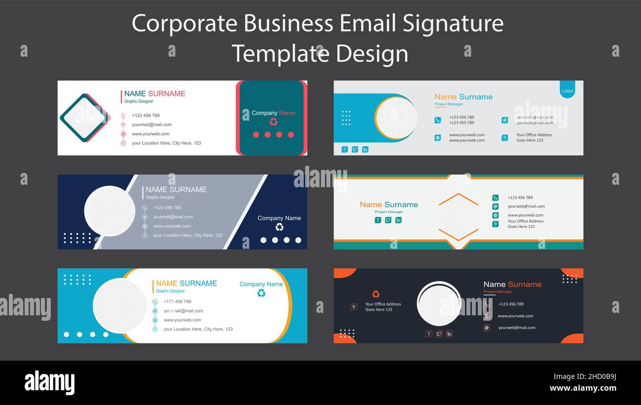 Corporate Business Email Signature Template Design Stock Vector