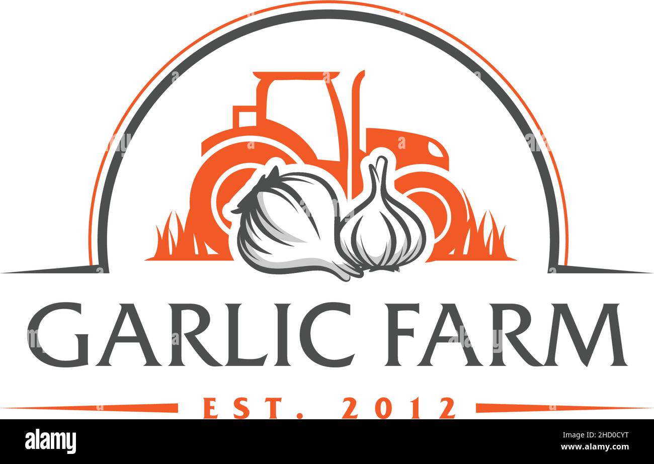 Modern colorful design GARLIC FARM logo design Stock Vector