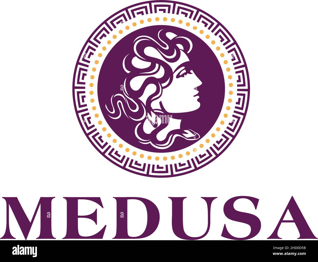 Modern flat design MEDUSA mystic snake logo design Stock Vector