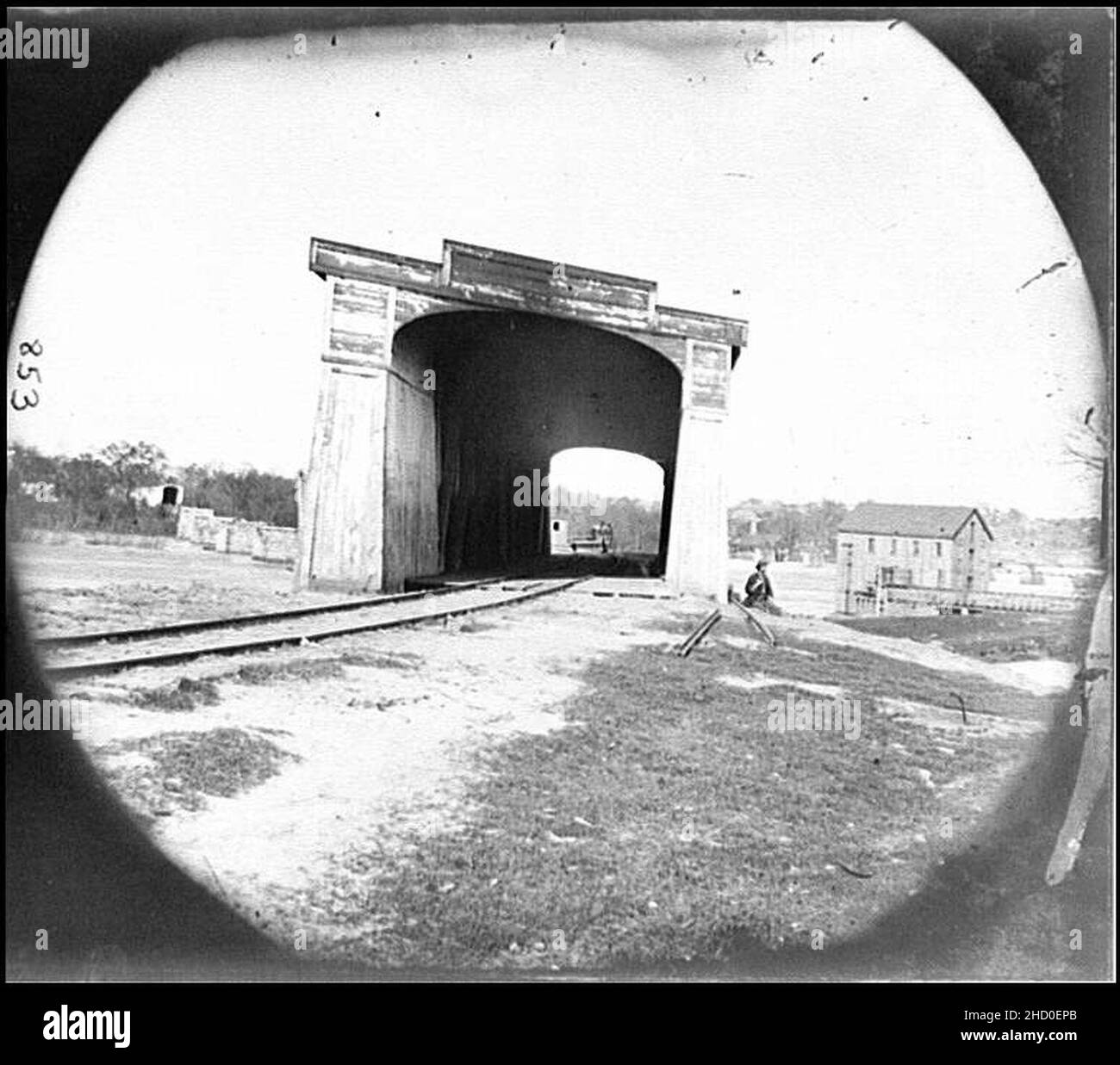 Richmond, Va. Ruins of Richmond & Danville Railroad bridge Stock Photo