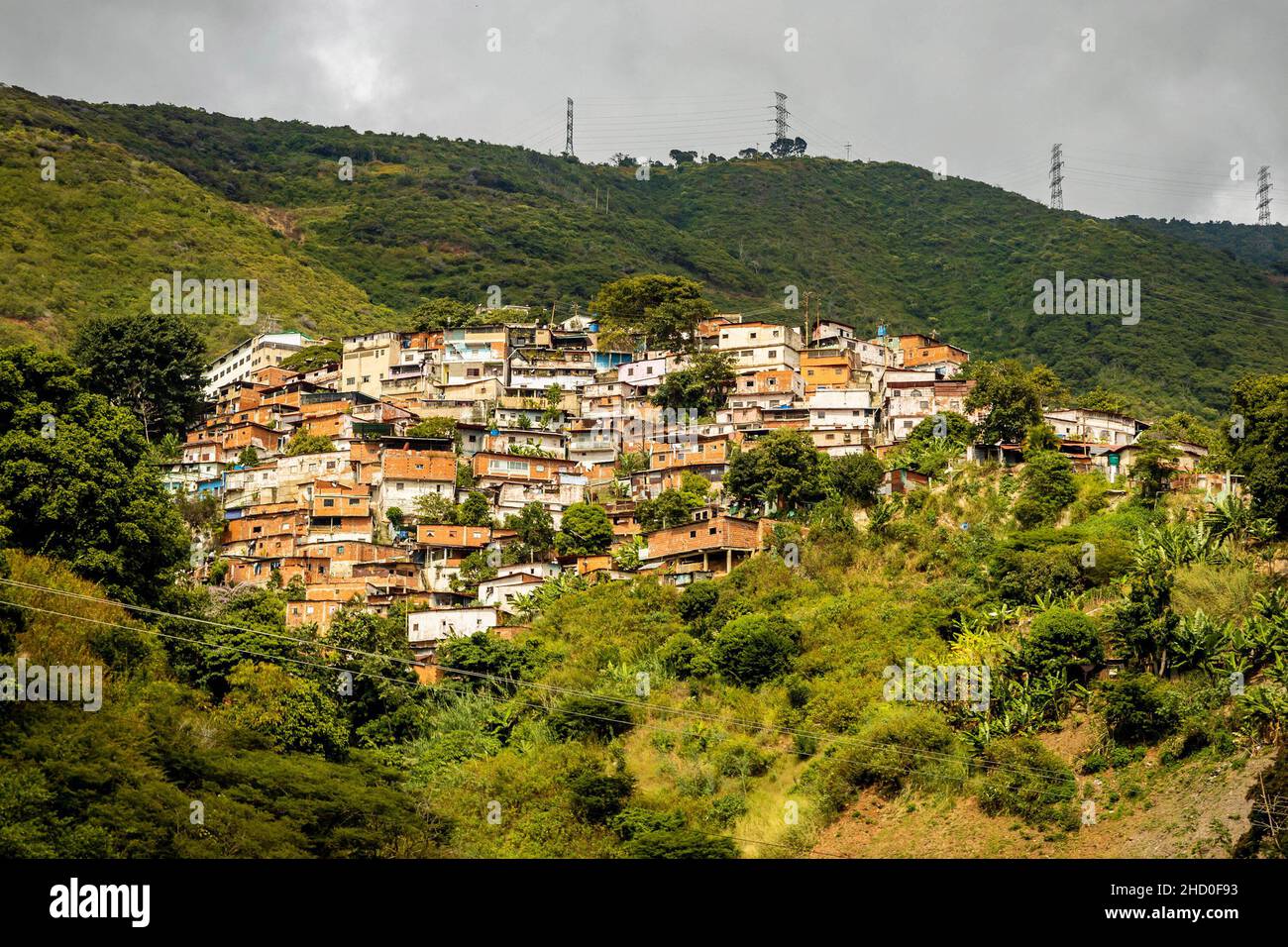 Urban residential buildings on hill in Caracas Venezuela capital at day