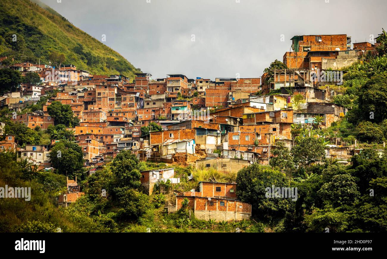 Urban residential buildings on hill in Caracas Venezuela capital at day Stock Photo