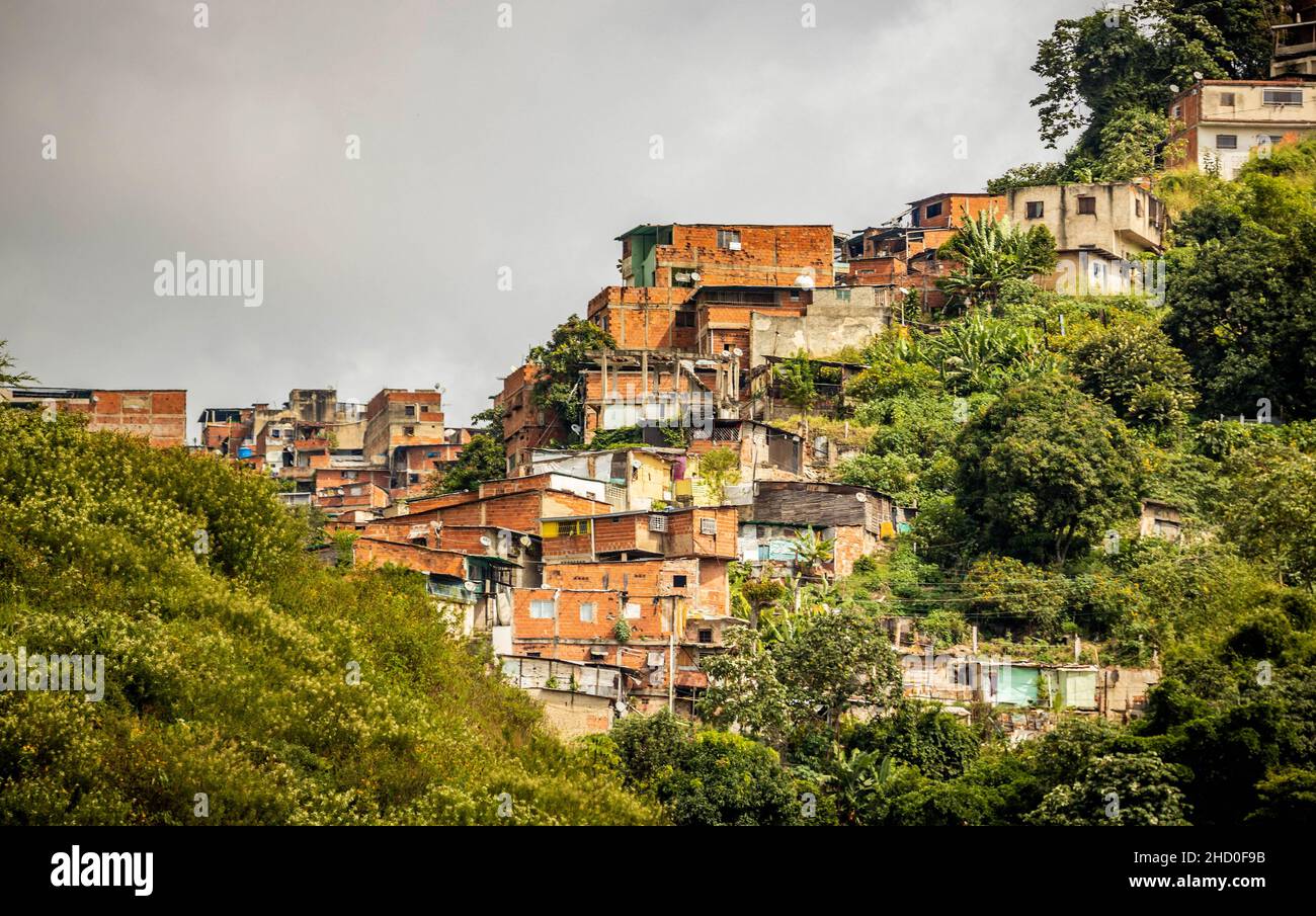 Urban residential buildings on hill in Caracas Venezuela capital at day Stock Photo