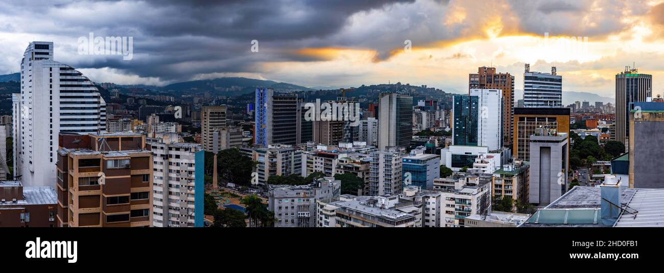 Panoramic view of the Caracas city center modern buildings at day Stock Photo