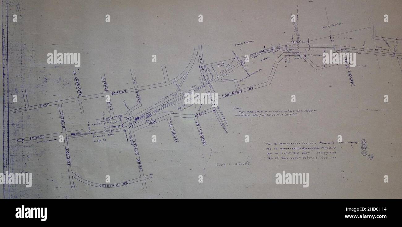 Railroad Right Of Way Maps Right-Of-Way And Track Map, South Manchester Railroad, November, 1932, Left  Stock Photo - Alamy