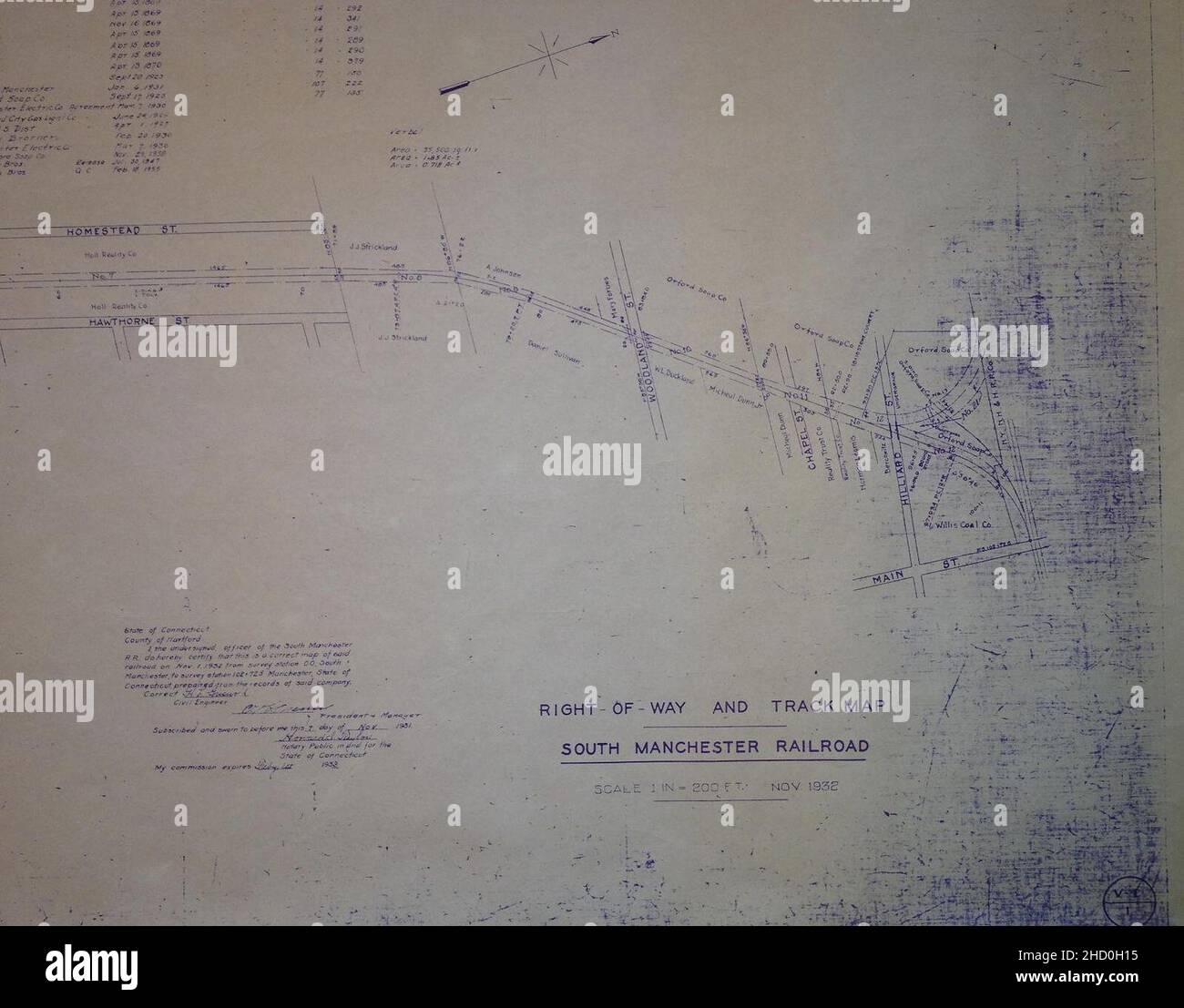 Bnsf Right Of Way Maps Right-Of-Way And Track Map, South Manchester Railroad, November, 1932, Right  Stock Photo - Alamy