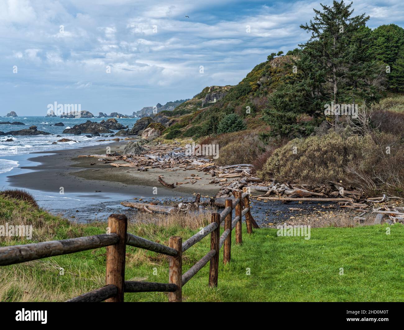 Harris Creek Flows Into The Pacific Ocean At Harris Beach State Park In 