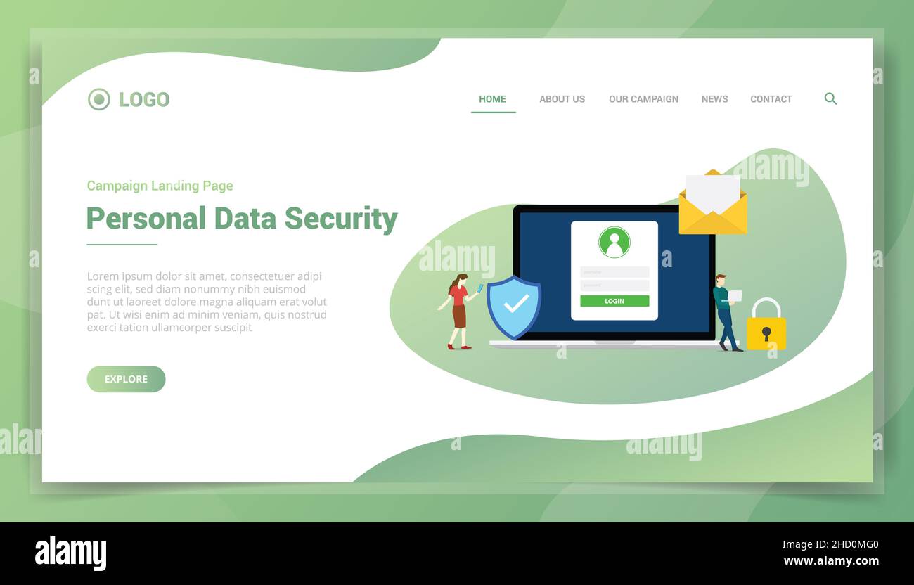 personal data security concept for website template landing homepage ...