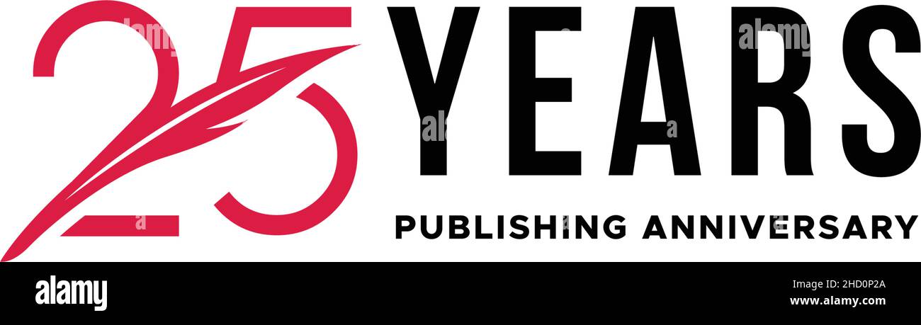 Flat 25 YEARS PUBLISHING ANNIVERSARY Logo design Stock Vector
