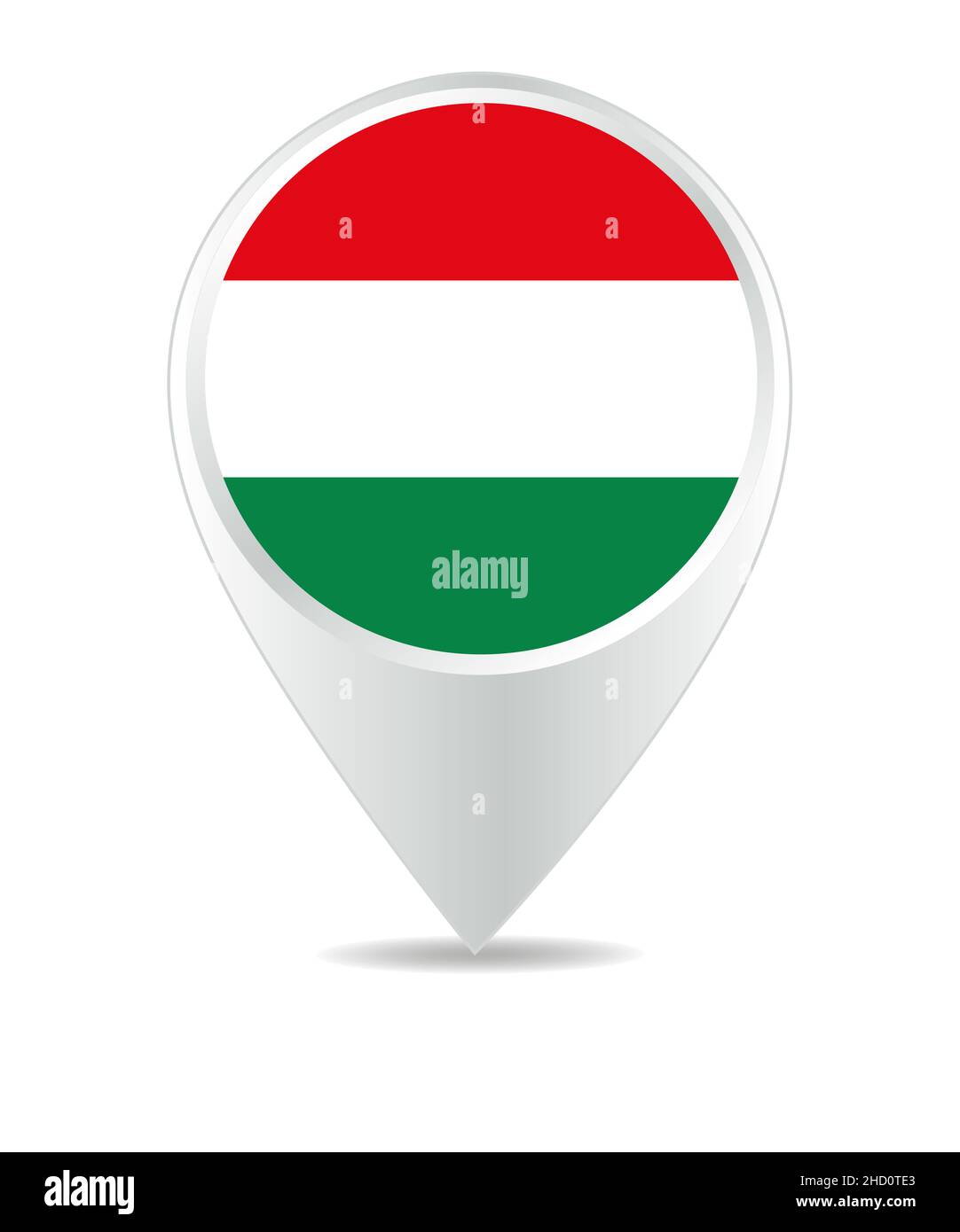 Location Icon for Hungary Flag, Vector Stock Photo