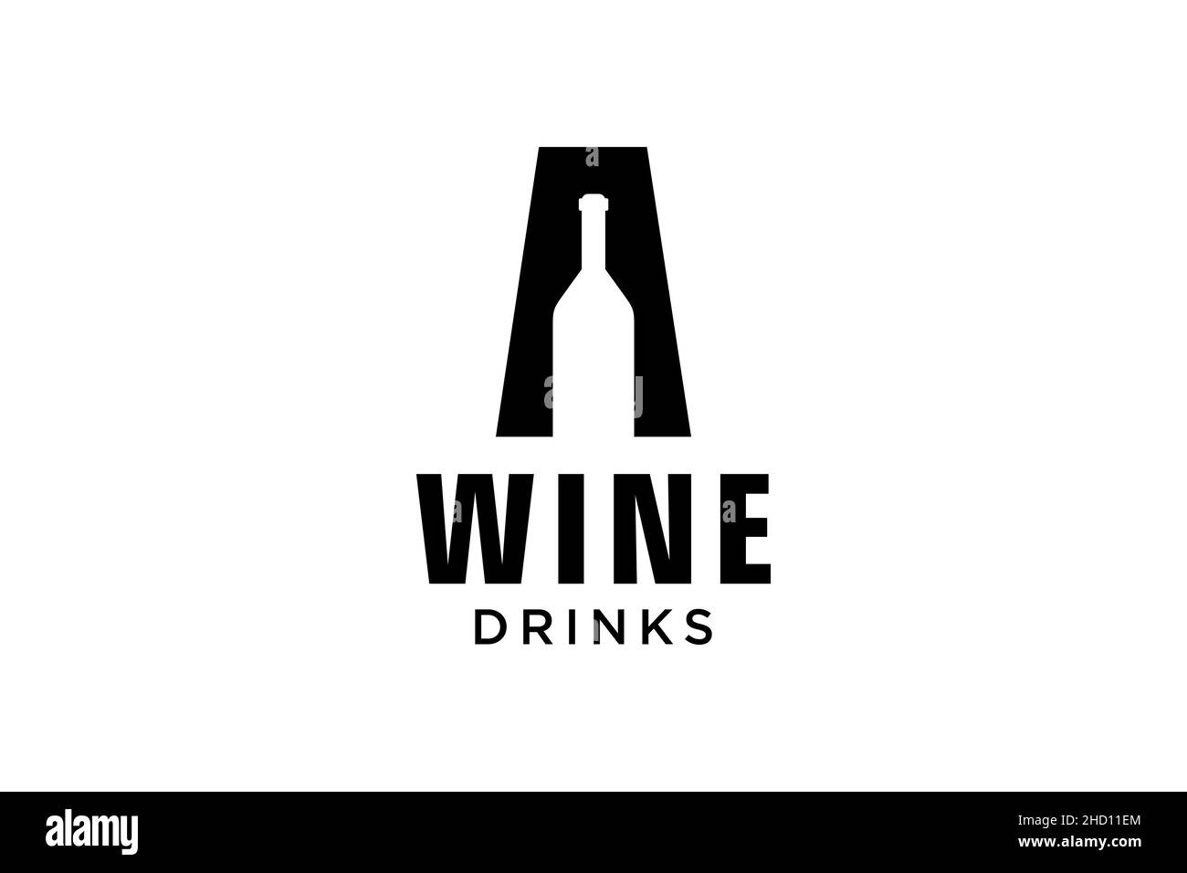 initial letter A with wine bottle logo design template vector Stock ...