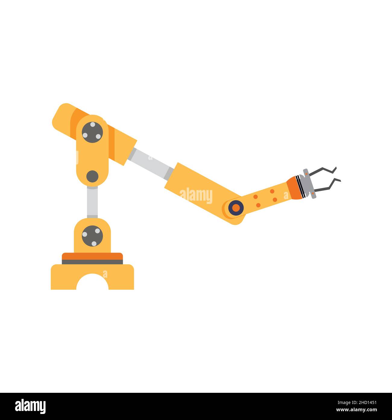Factory hand robot with claw. Vector robotic industrial equipment tool, manufacturing grabber crane, hand robot to grab illustration Stock Vector