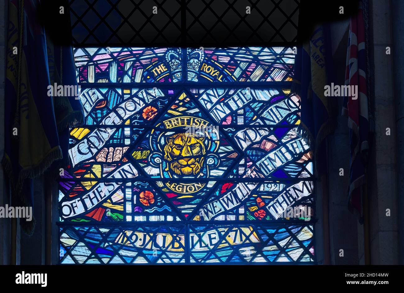 Stained glass window in the north transept of Lincoln cathedral