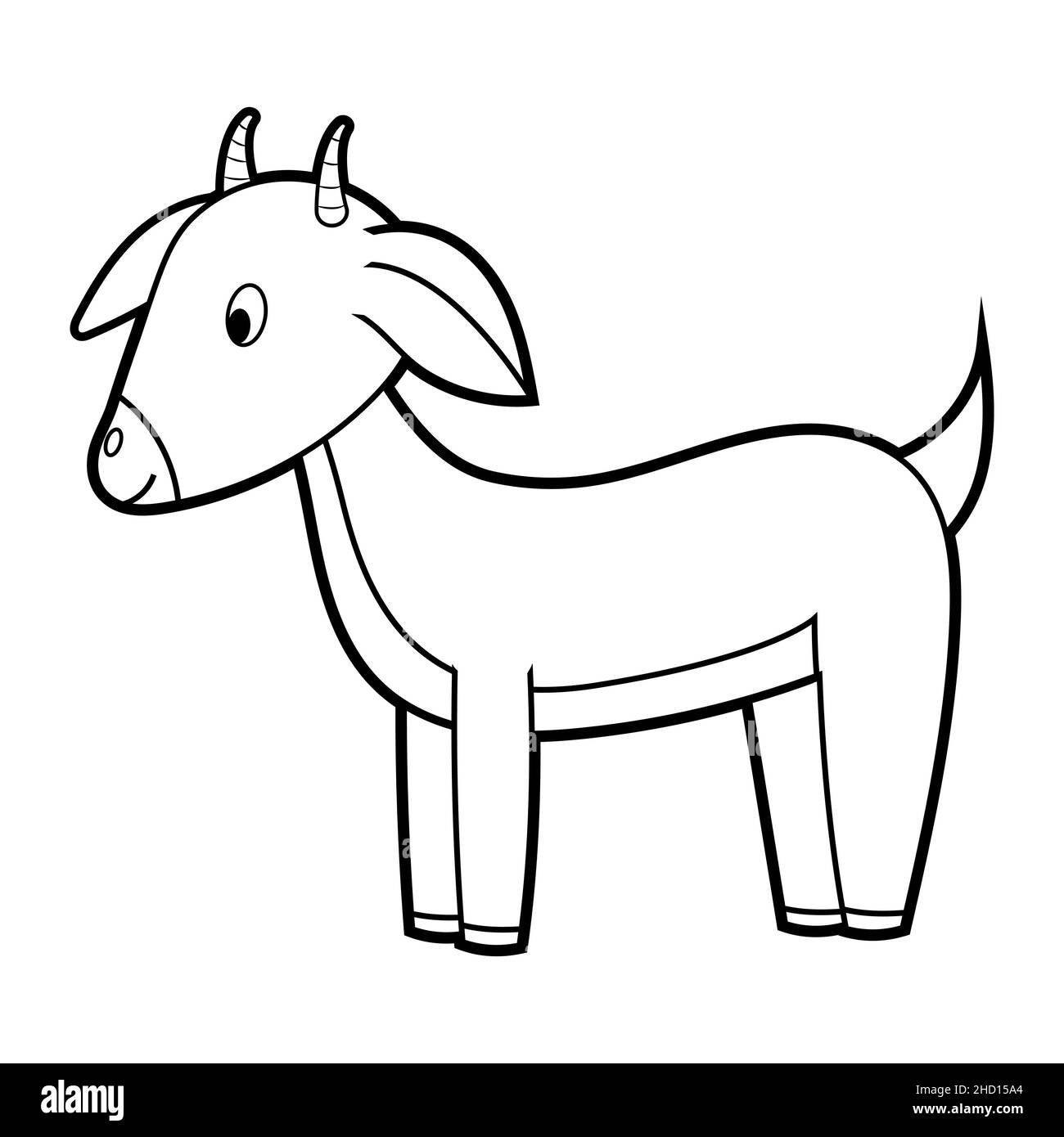 Coloring book for kids, baby goat. Vector isolated on a white