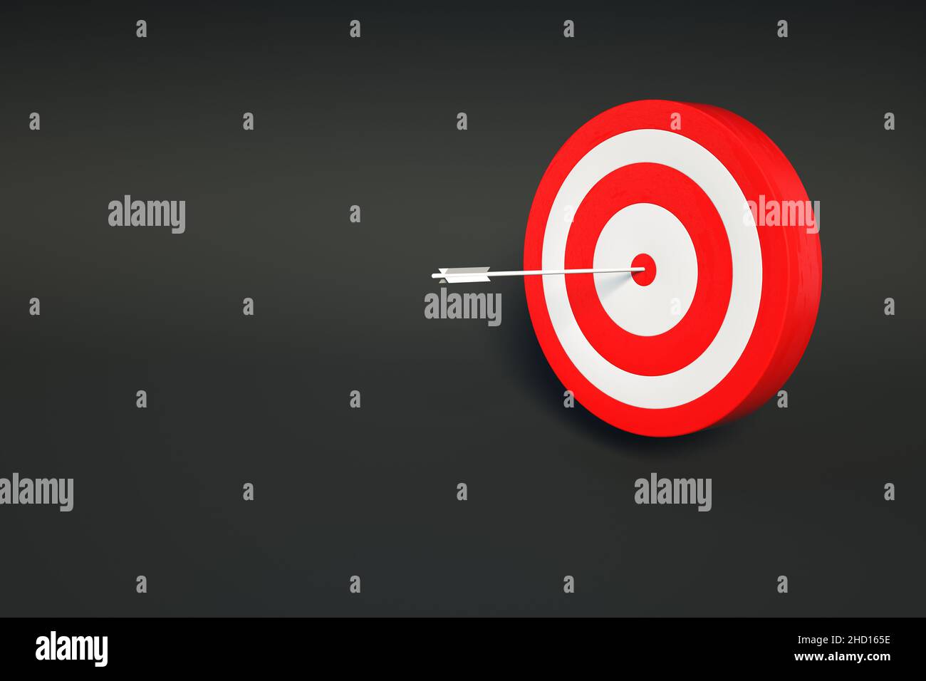 3D realistic graphic red target on a black, dark isolated background ...