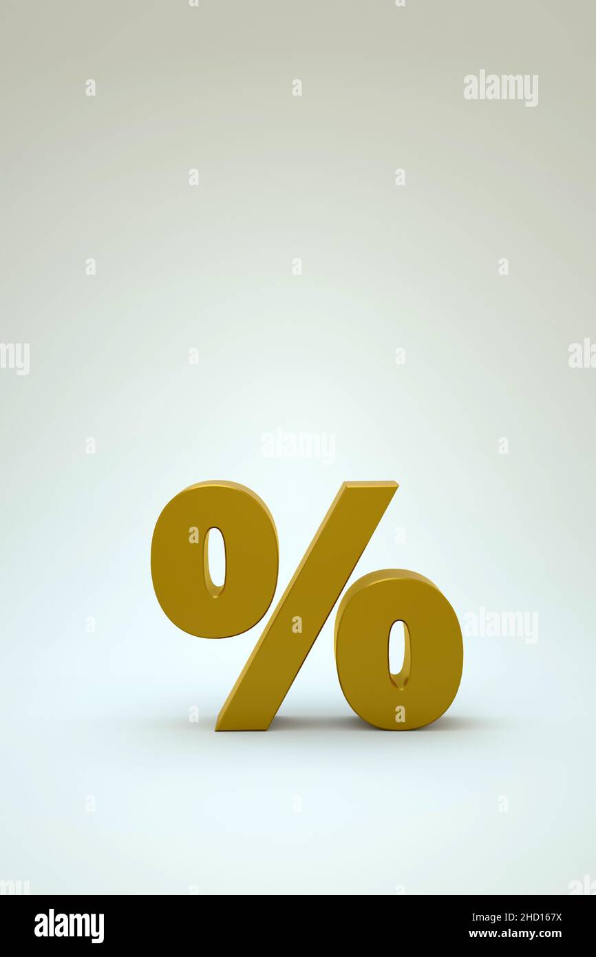 3D illustration of the golden percentage on a white isolated background ...