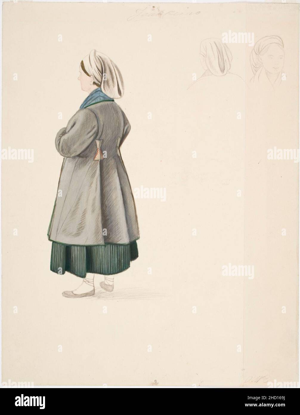 Robert Wilhelm Ekman - Seisova talonpoikaisnainen sekä kaksi naispäätä Jaakkimasta Stock Photo
