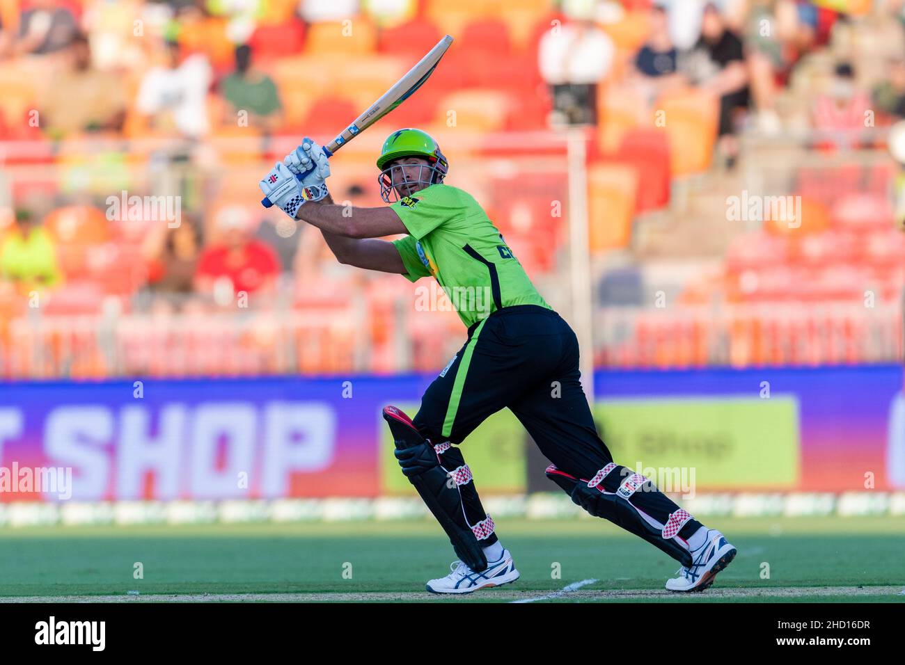 Sydney, Australia. 02nd Jan, 2022. Ben Cutting of Thunder bats during the match between Sydney Thunder and Adelaide Strikers at Sydney Showground Stadium, on January 02, 2022, in Sydney, Australia. (Editorial use only) Credit: Izhar Ahmed Khan/Alamy Live News/Alamy Live News Stock Photo