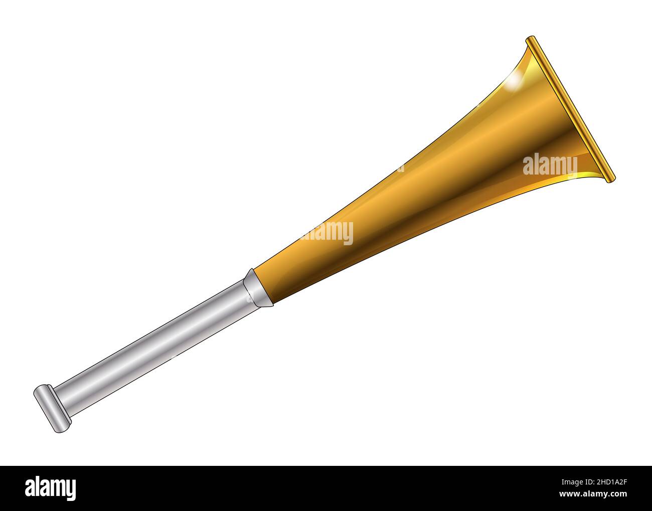 A typical traditional short hunting horn in silver and copper metal