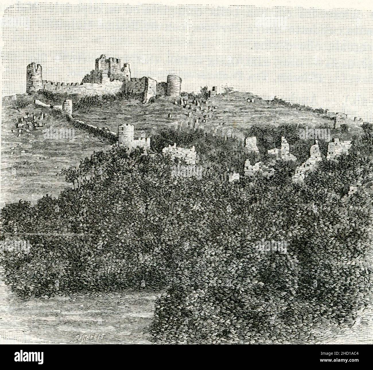Roccasecca veduta est del castello dei conti d’Aquino, ove nacque S. Tommaso. Stock Photo