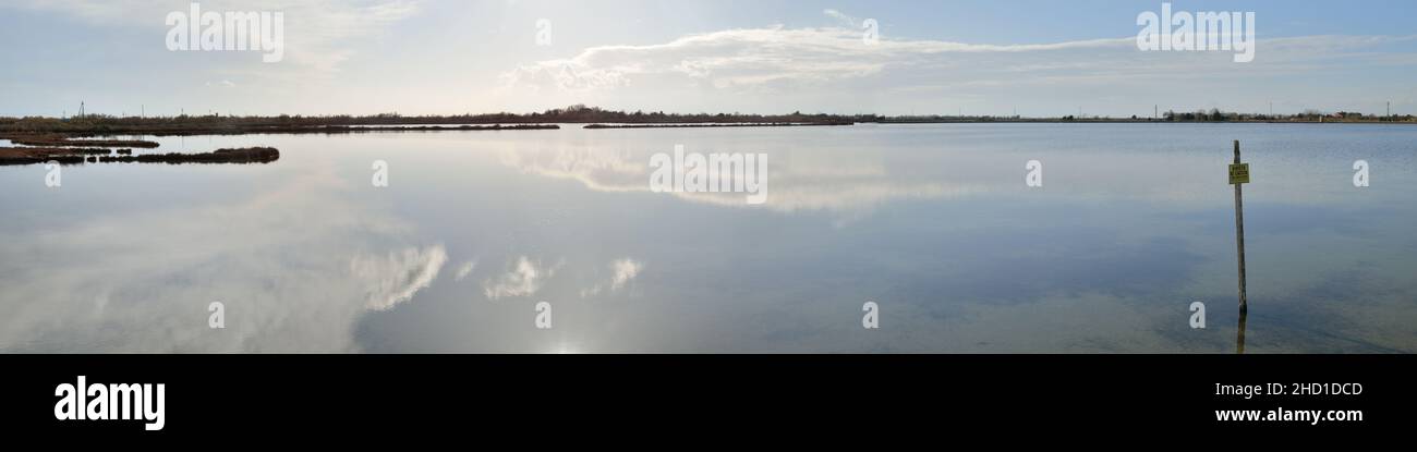 Landscape of Venetian Lagoon from Lio Piccolo  - 4:1 size Stock Photo