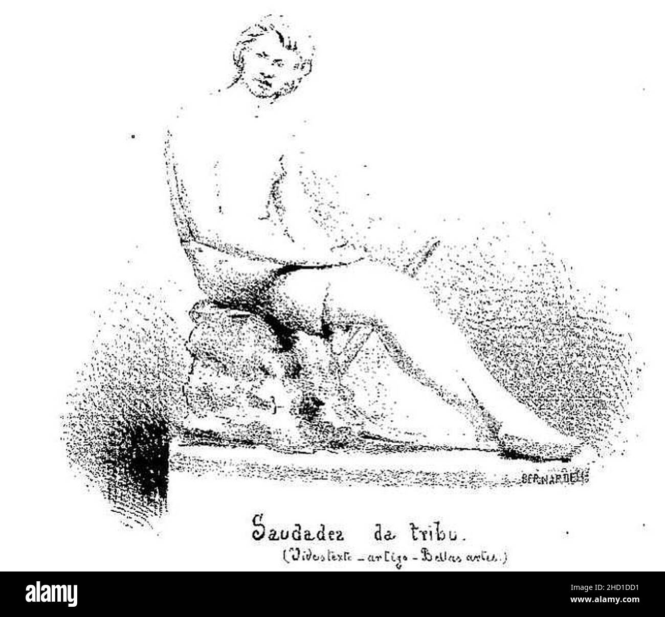 Rodolfo Bernardelli - Saudades da Tribo, 1875. Stock Photo