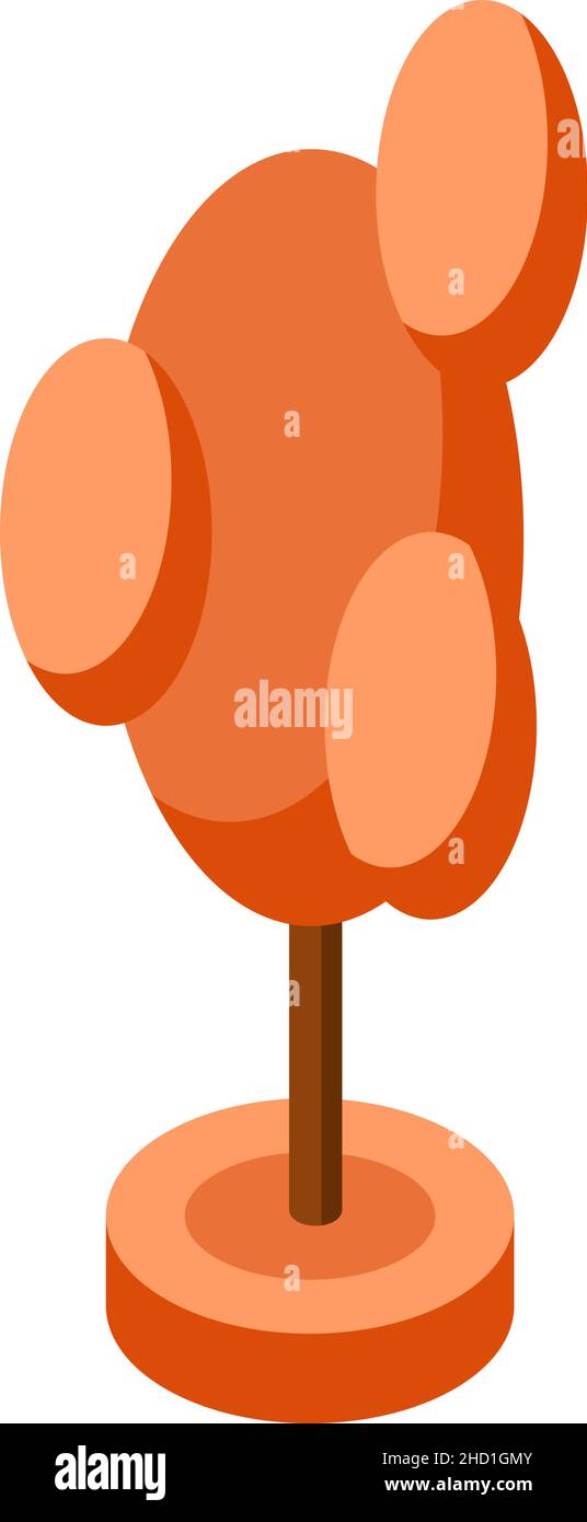 orange autumn ismetric tree vector illustration element for game design Stock Vector