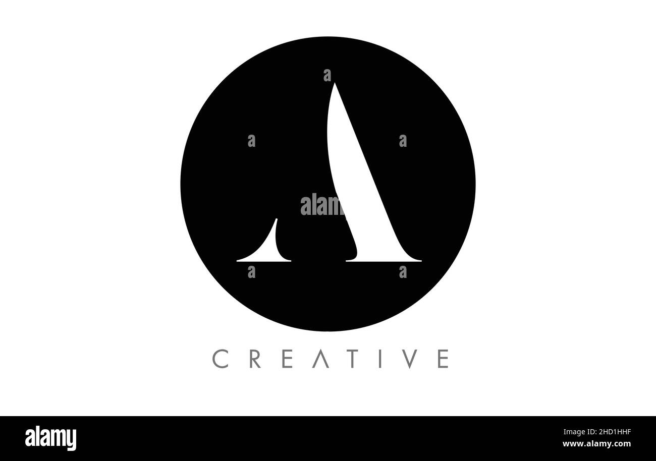 A Serif Letter Logo with Minimalist Design in Black and White Vector ...