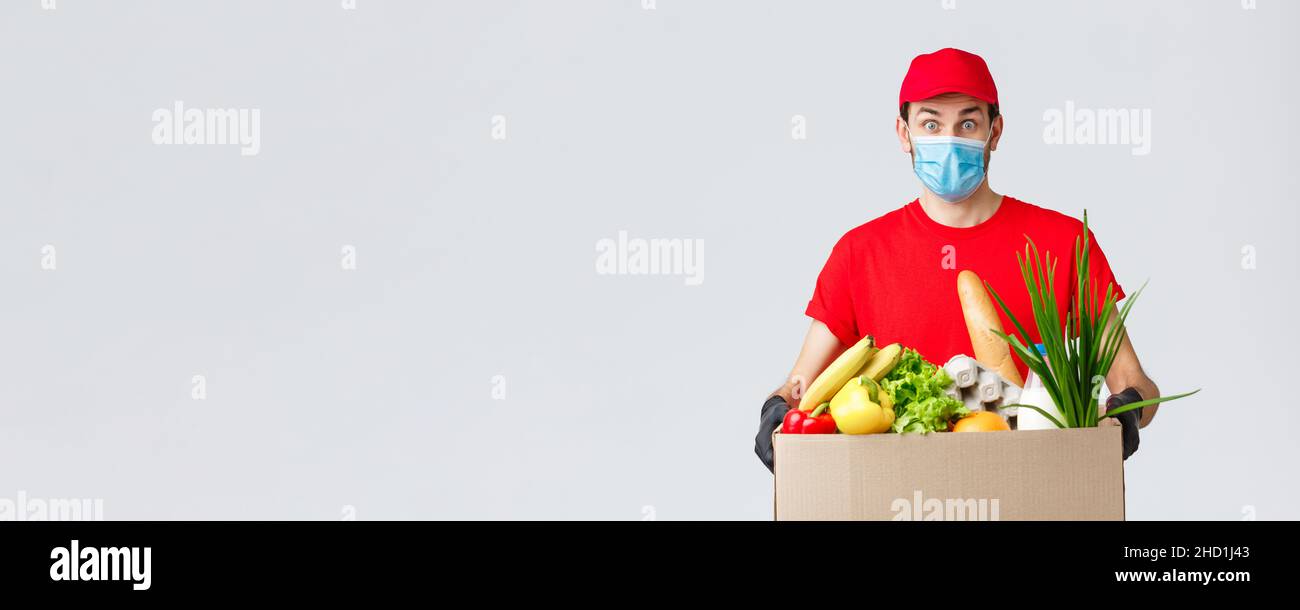 Groceries and packages delivery, covid-19, quarantine and shopping ...