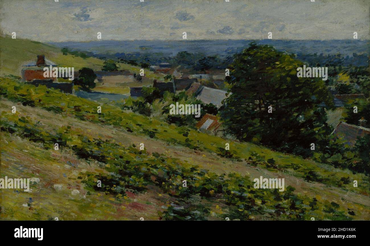 Theodore Robinson - From the Hill, Giverny. Stock Photo