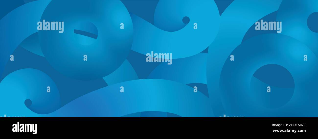 Abstract panoramic banner background in blue. Vector illustration. EPS10. Stock Vector