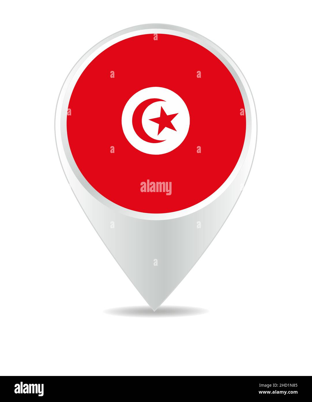 Location Icon for Tunisia Flag, Vector Stock Photo