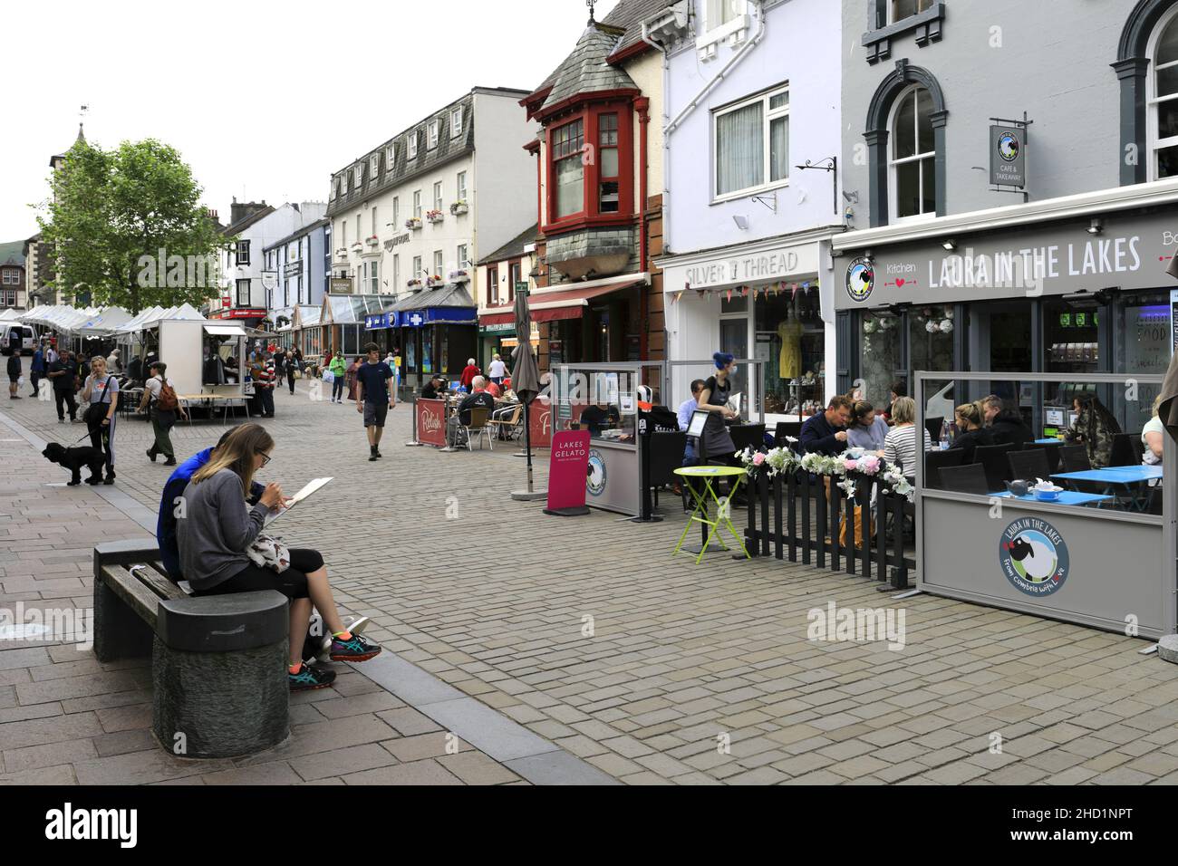 View of Keswick town centre, Lake District National Park, Cumbria County, England, UK Stock Photo