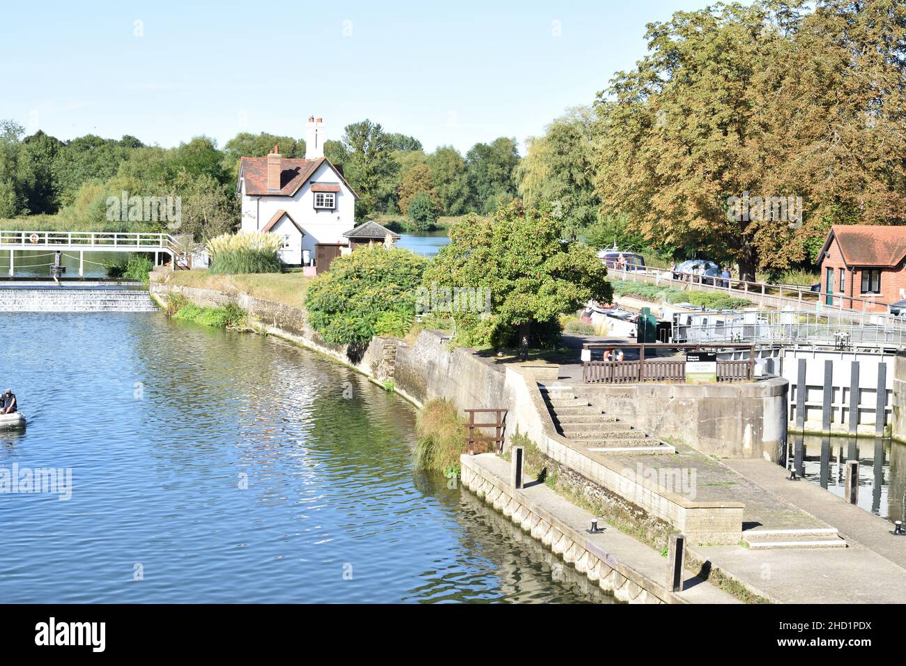 View of the lock on the River Thames at Goring Oxfordshire England Stock Photo