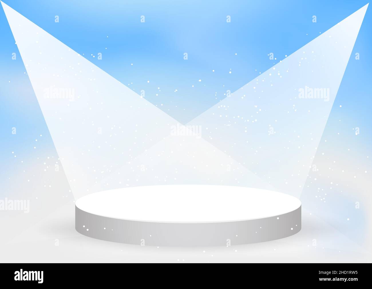 empty white podium template on blue sky backdrop Stock Vector