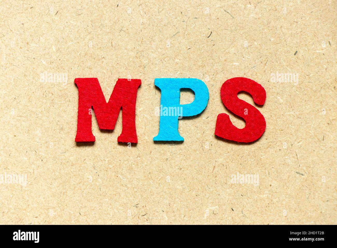 Color cloth alphabet letter in word MPS (Abbreviation of Master Production Schedule or Mucopolysaccharidosis) on wood background Stock Photo