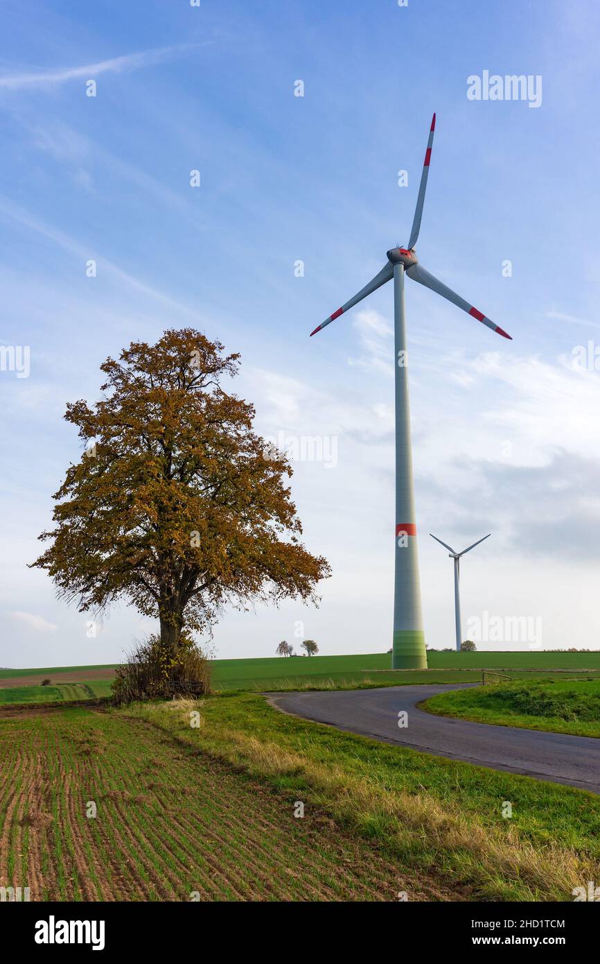 Summer landscape with Wind Turbine - Green Energy Stock Photo - Alamy