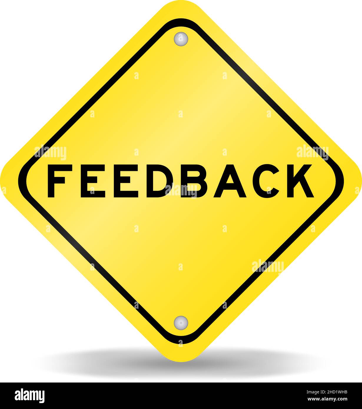 Feedback Sign Example Yellow color transportation sign with word feedback on white background ...