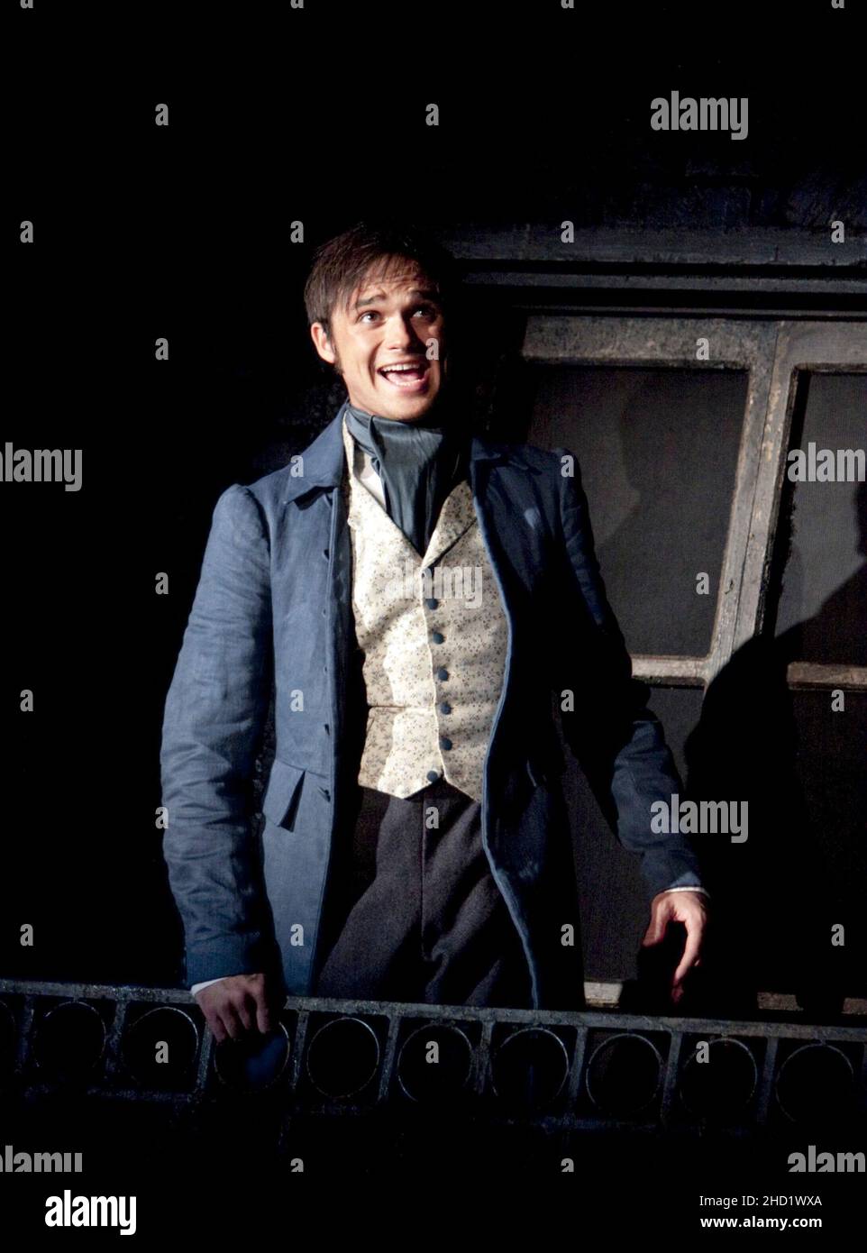Gareth Gates (Marius) in LES MISERABLES at the Barbican Theatre, London EC2  14/09/2010  music: Claude-Michel Schönberg  text: Herbert Kretzmer  original text by Alain Boubil & Jean-Marc Natel  additional material: James Fenton  based on the novel by Victor Hugo  original production adapted & directed by Trevor Nunn & John Caird  set design: Matt Kinley  costumes: Andreanne Neofitou  lighting: Paule Constable  directors: Laurence Connor & James Powell Stock Photo