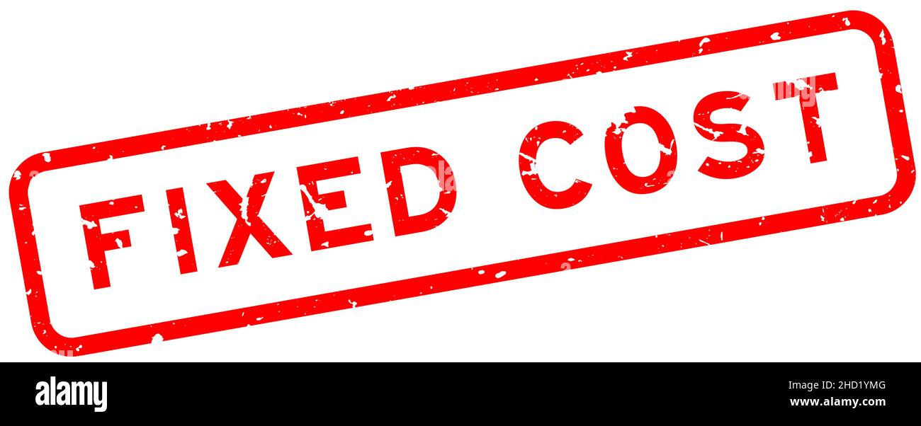 Grunge red fixed cost word square rubber seal stamp on white background