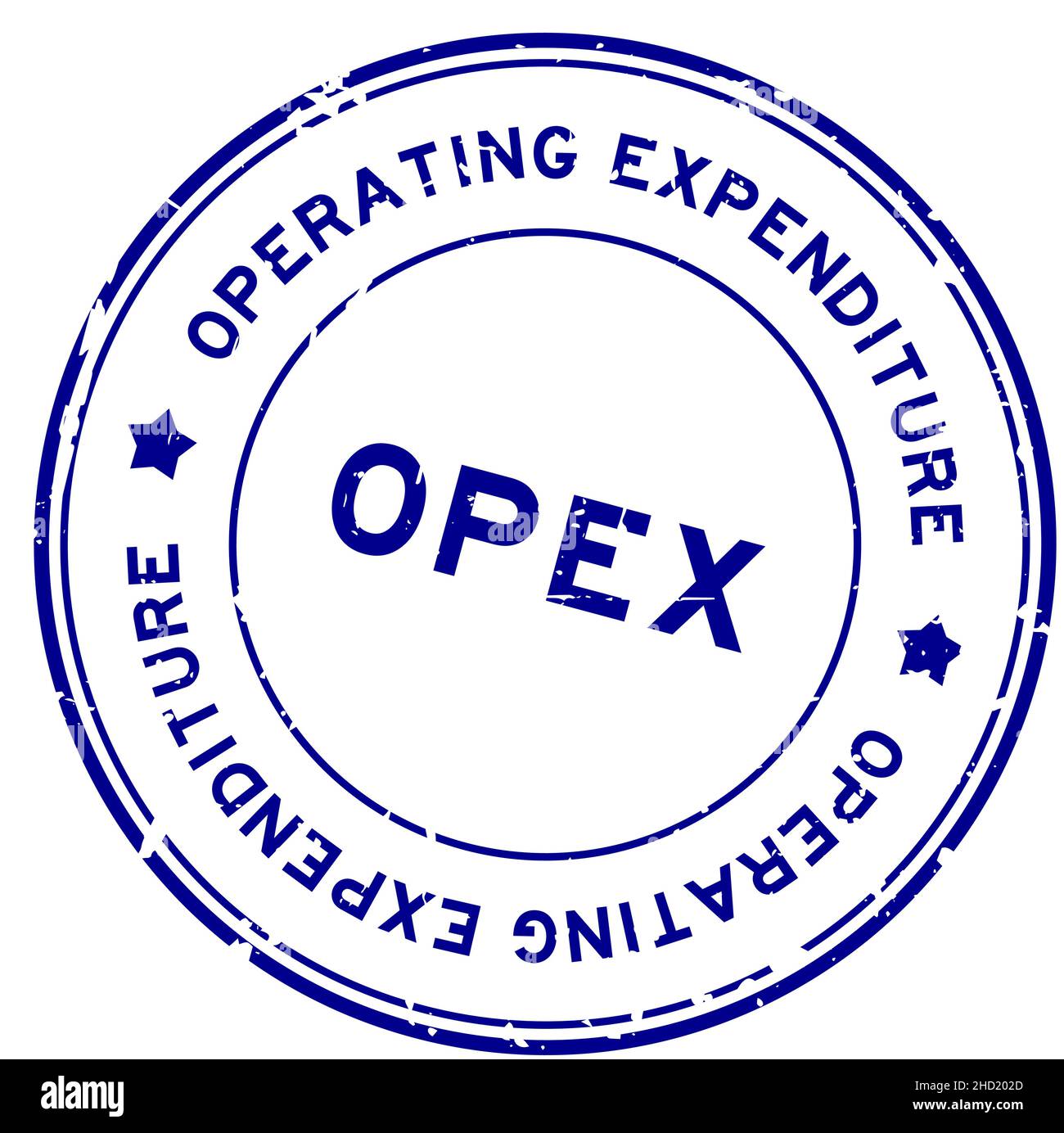 Grunge blue OPEX operating expendiure word round rubber seal stamp on white background Stock Vector
