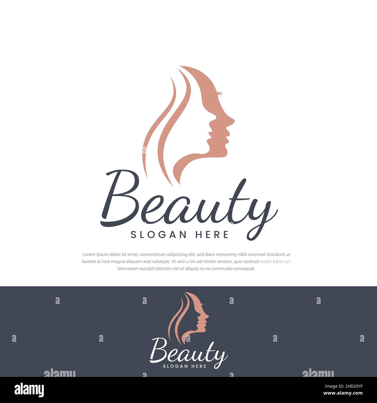 Vector illustration of woman silhouette icon, beautiful shadow woman face logo Stock Vector