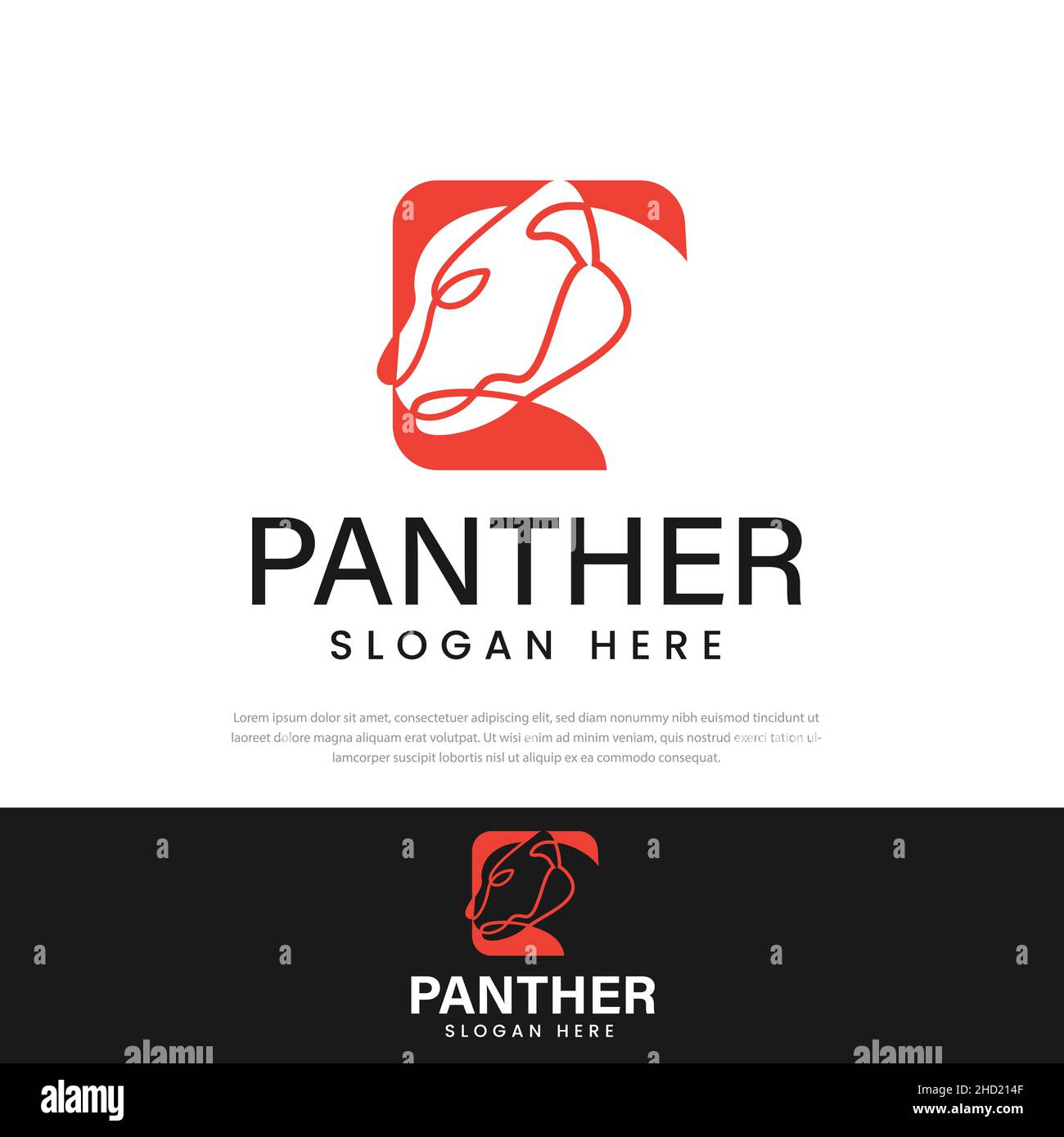Simple line style panther head design logo, symbol, icon design template Stock Vector