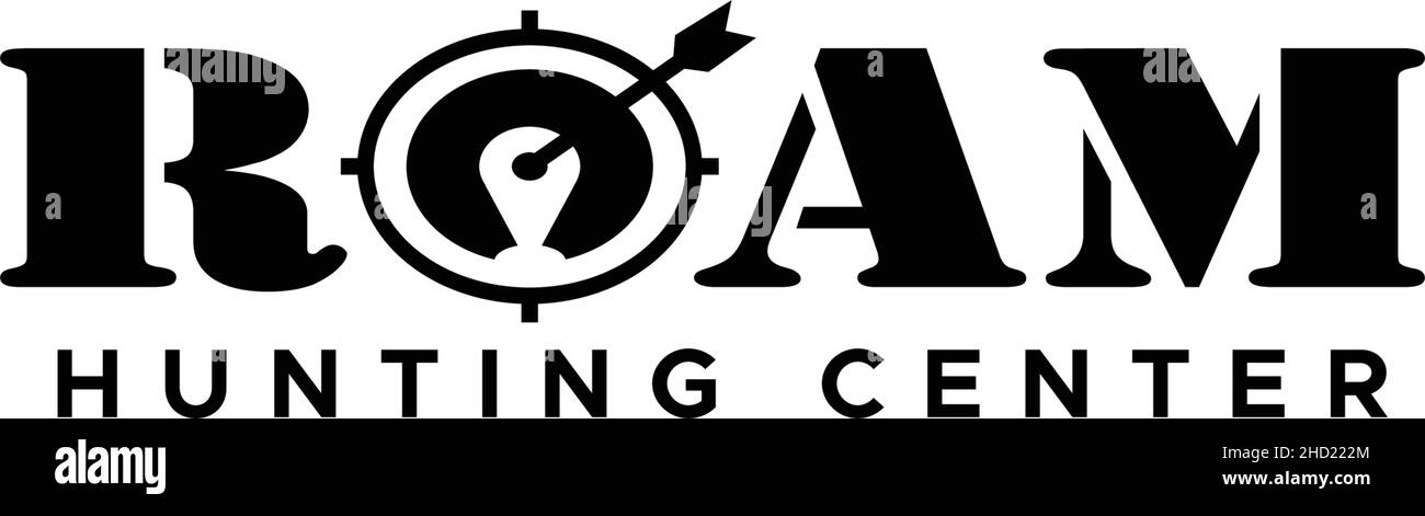 Flat letter mark ROAM HUNTING CENTER logo design Stock Vector