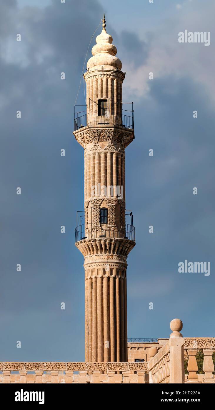 Minaret of Ulu Cami, also known as Great mosque of Mardin in Turkey. Mardin Grand Mosque, being the symbol of Mardin with its sliced dome and minaret, Stock Photo