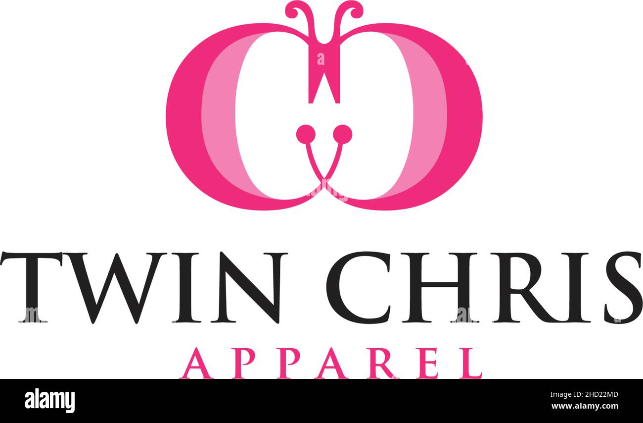 Modern colorful TWIN CHRIS APPAREL logo design Stock Vector