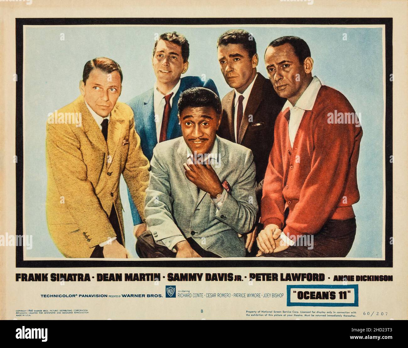 Ocean's 11 (Warner Bros., 1960) feat Frank Sinatra, Dean Martin, Sammy Davis Jr, Peter Lawford, Angie Dickinson. Stock Photo
