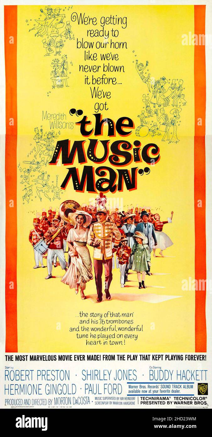 The Music Man (1962 vintage movie poster - three-sheet) feat Robert Preston, Shirley Jones. Stock Photo