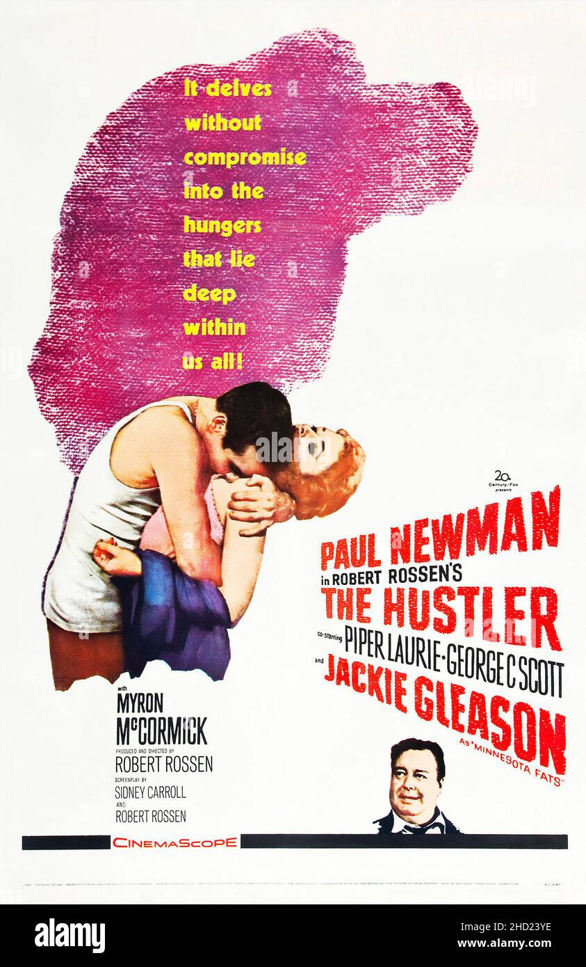 The Hustler (1961 film poster) feat Paul Newman and Jackie Gleason. 'They called him Fast Eddie'. Stock Photo